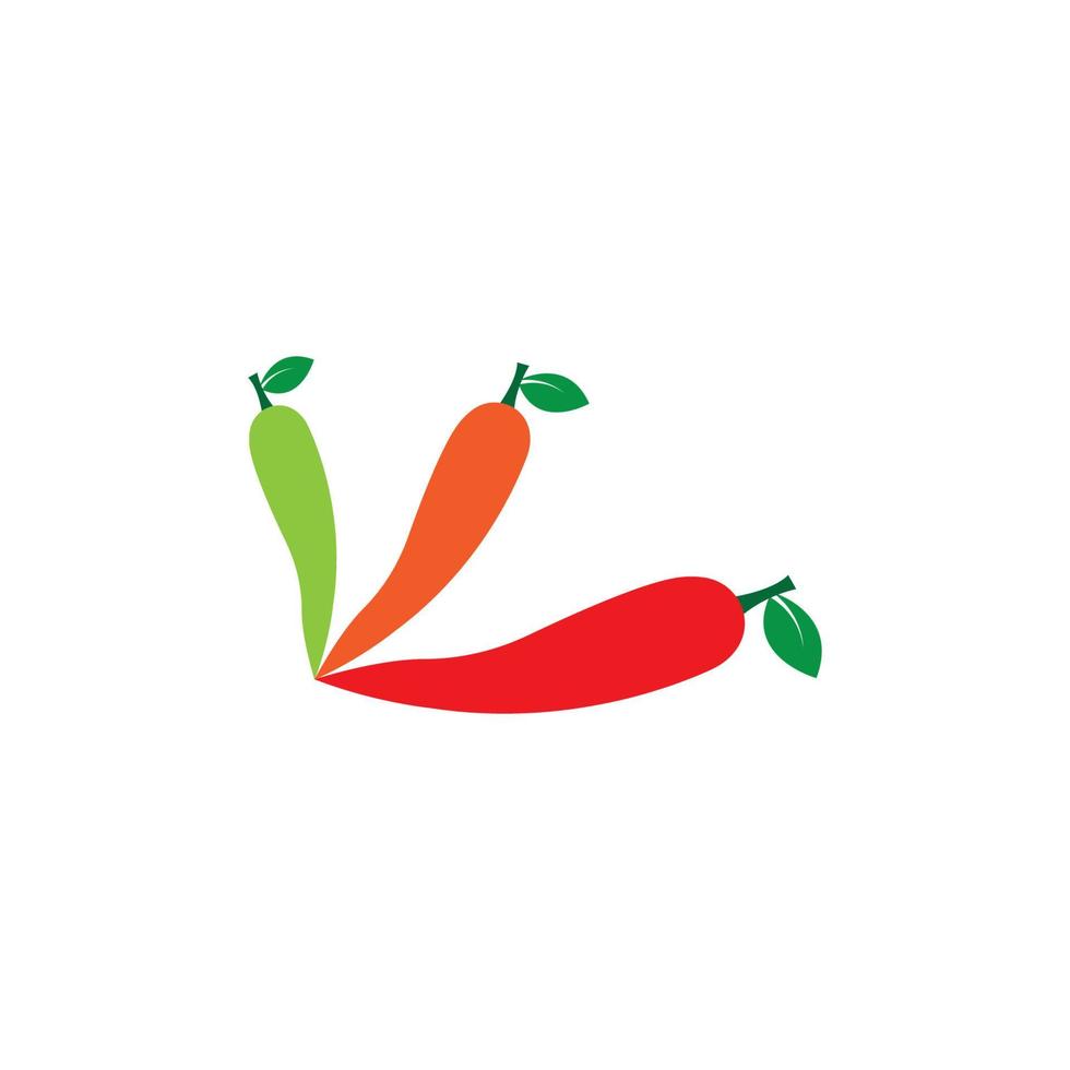 Ilustración de vector de icono de logotipo de chile picante rojo y verde