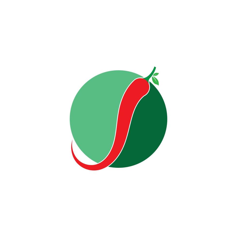 Ilustración de vector de icono de logotipo de chile picante rojo y verde