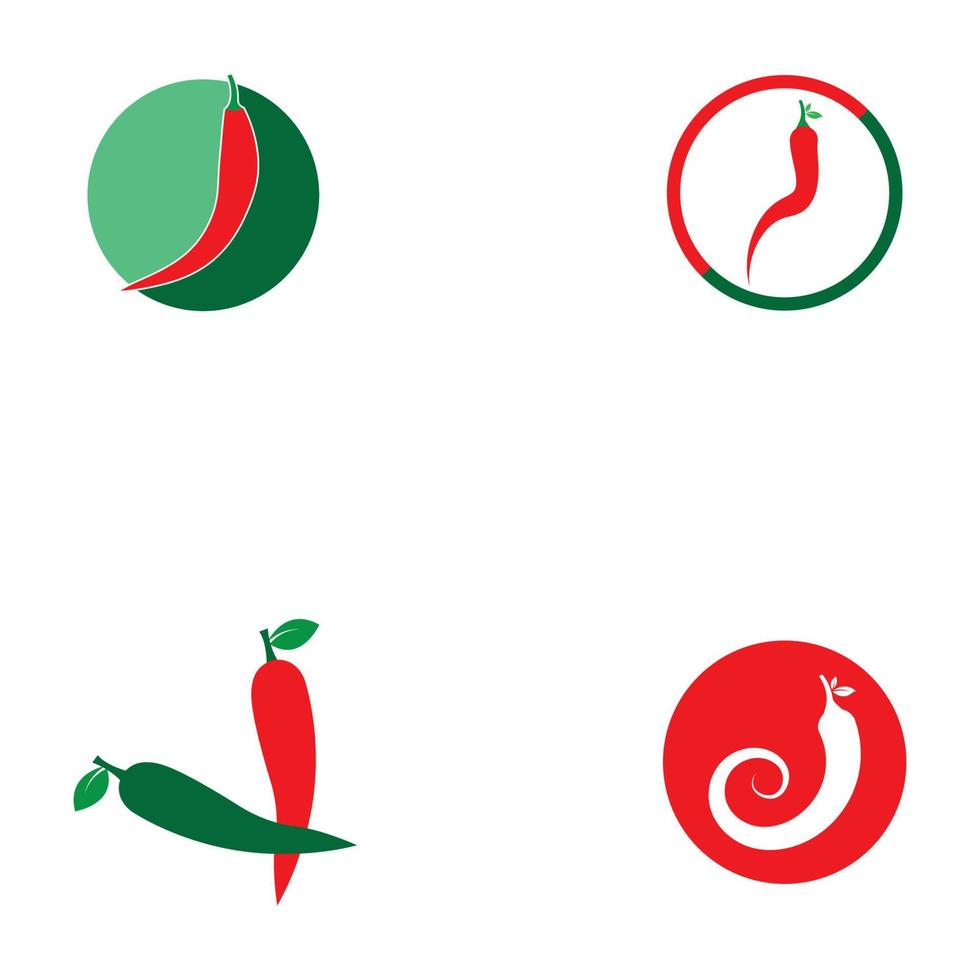 Ilustración de vector de icono de logotipo de chile picante rojo y verde