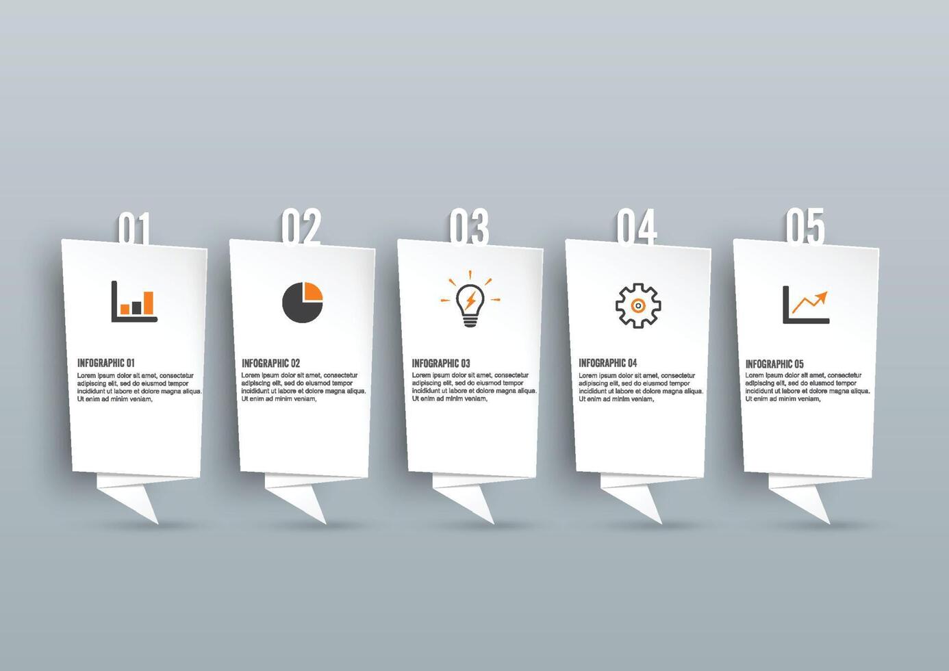 Template timeline infographic colored horizontal numbered for five position can be used for workflow, banner, diagram, web design, area chart vector