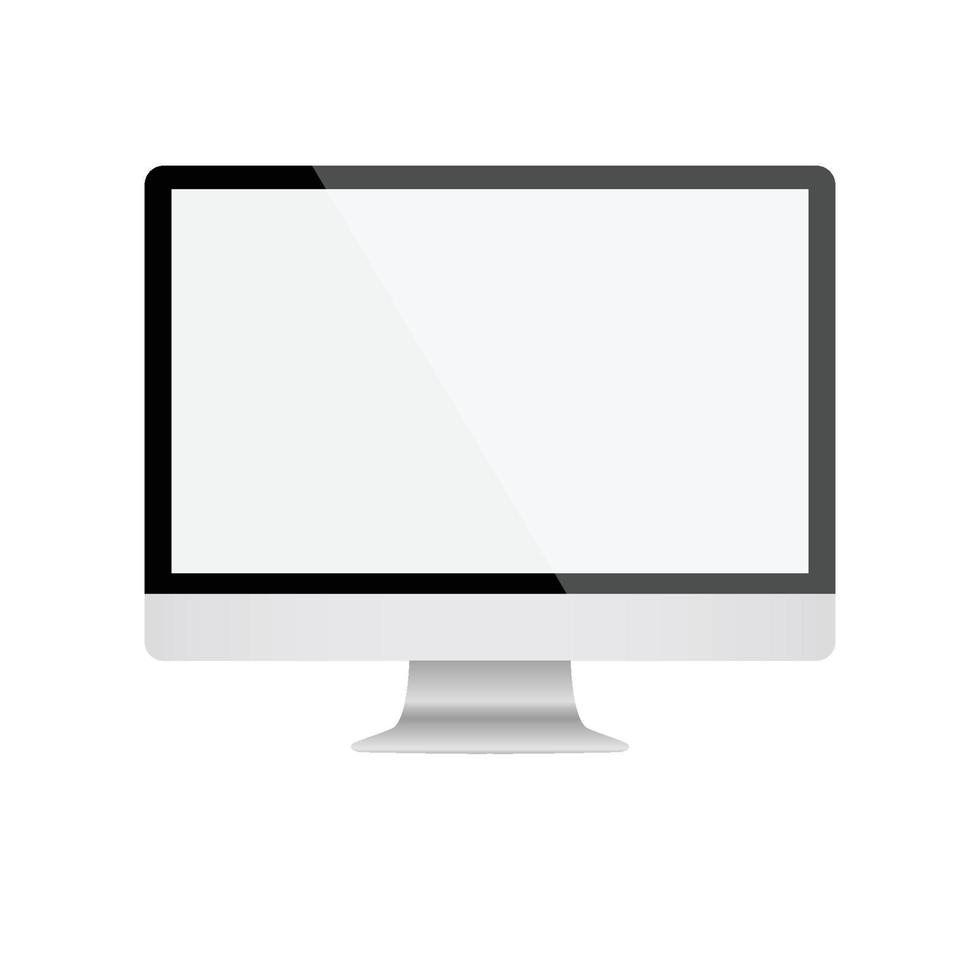 Computer display with blank white screen. Vector EPS10