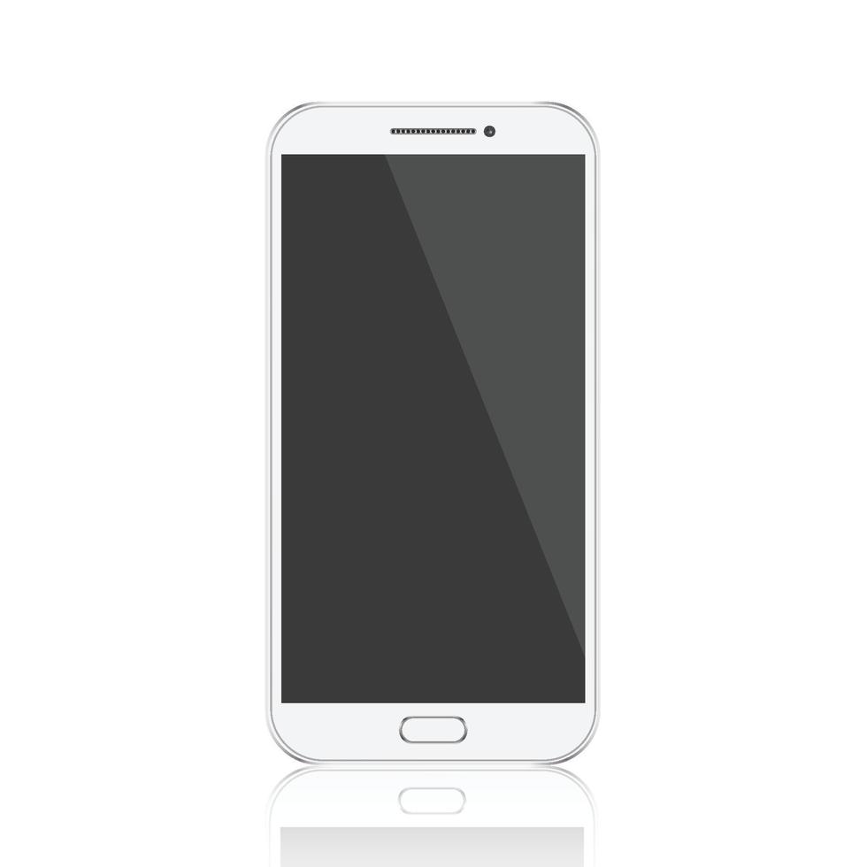 Nuevo estilo moderno de teléfono inteligente móvil blanco realista aislado sobre fondo blanco. vector