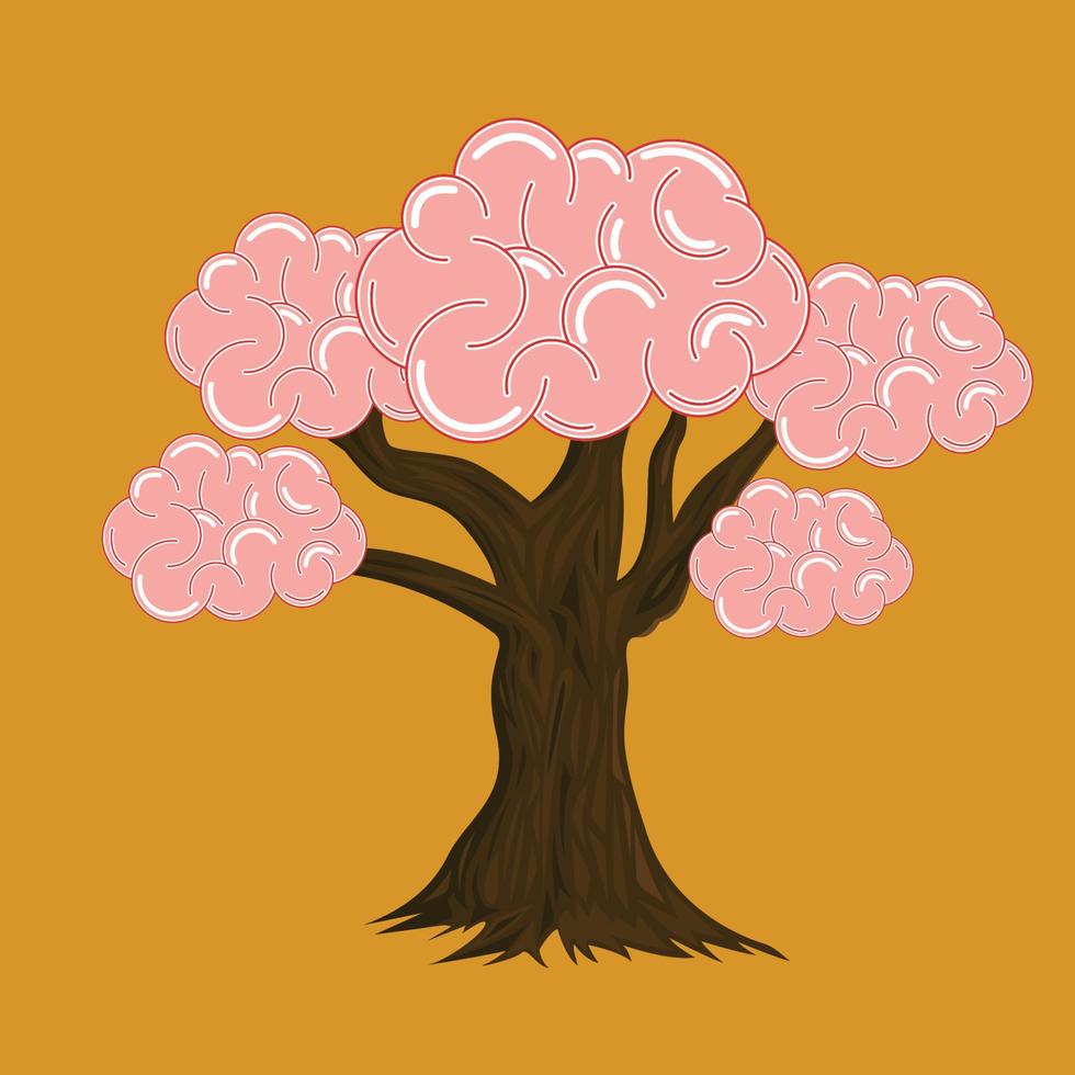 cerebro de árbol - vector de ilustración
