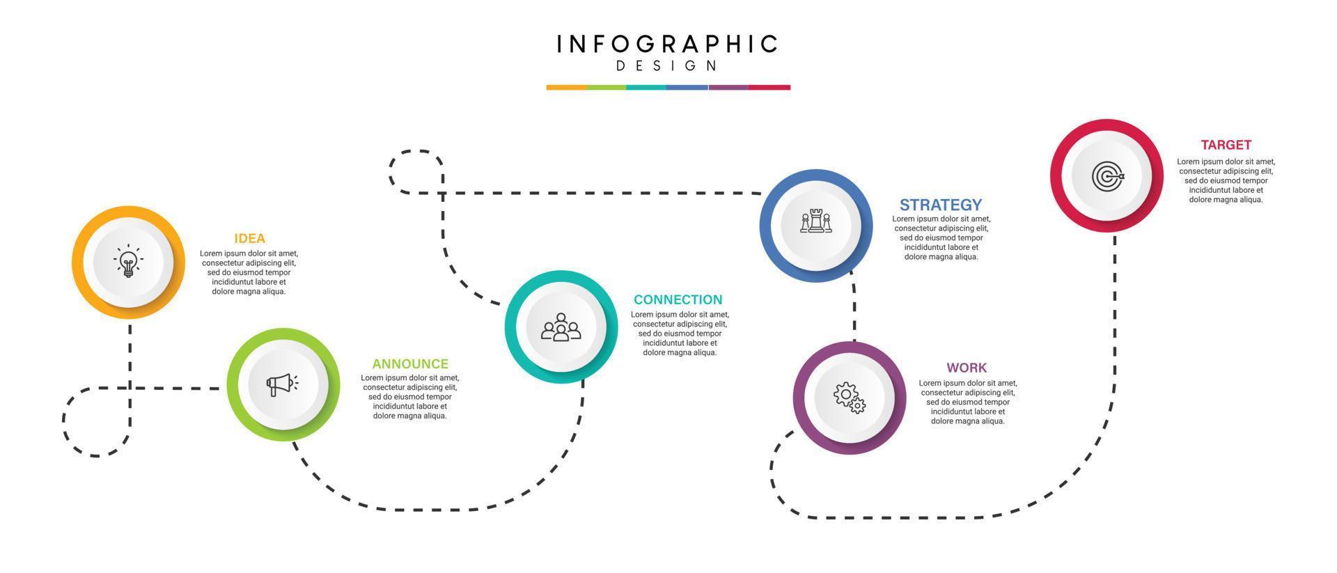 Steps business data visualization timeline process infographic template design with icons vector