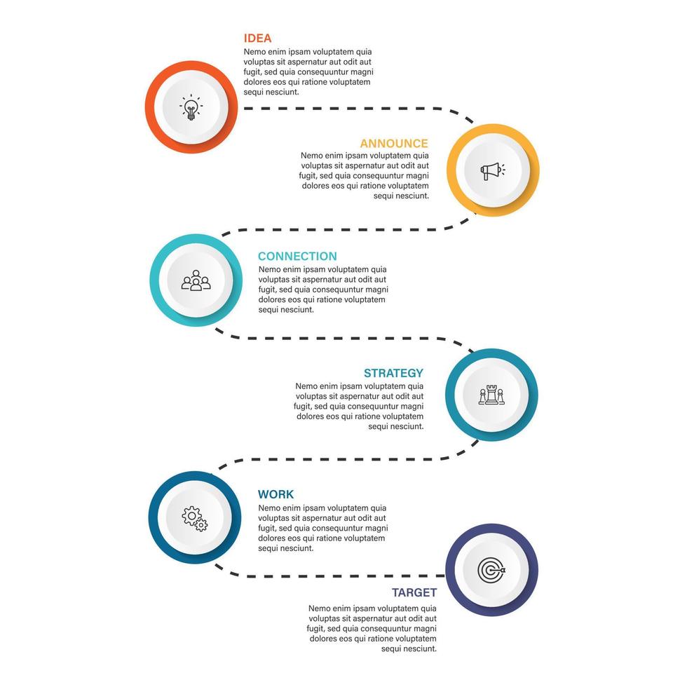 Steps business data visualization timeline process infographic template design with icons vector