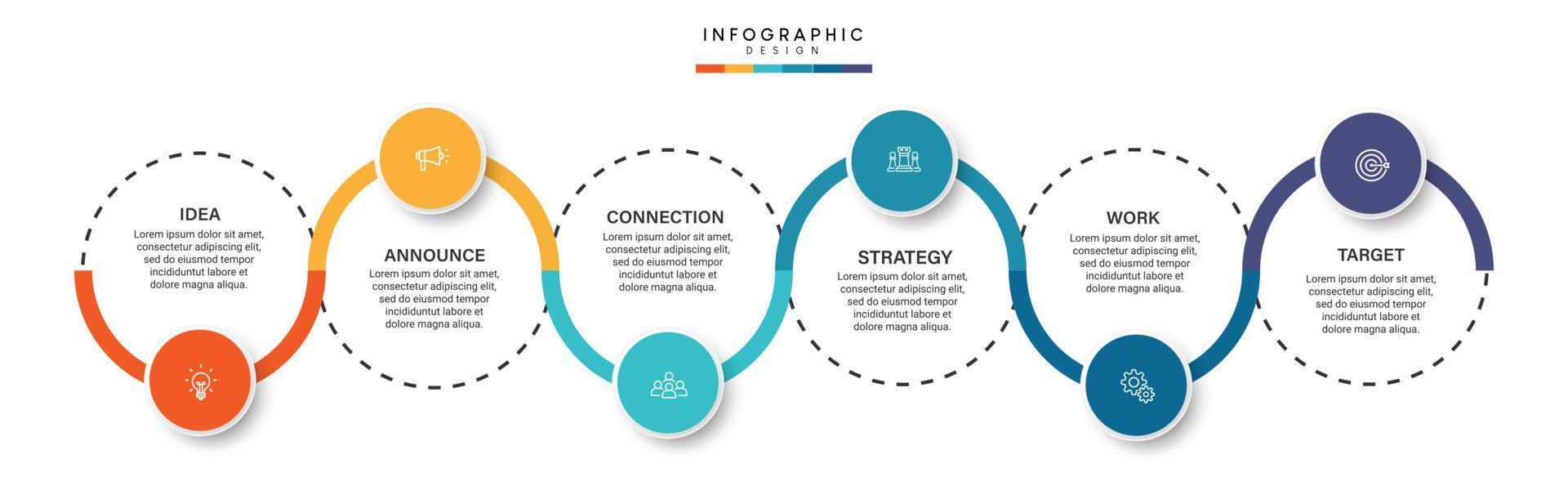 Steps business data visualization timeline process infographic template design with icons vector