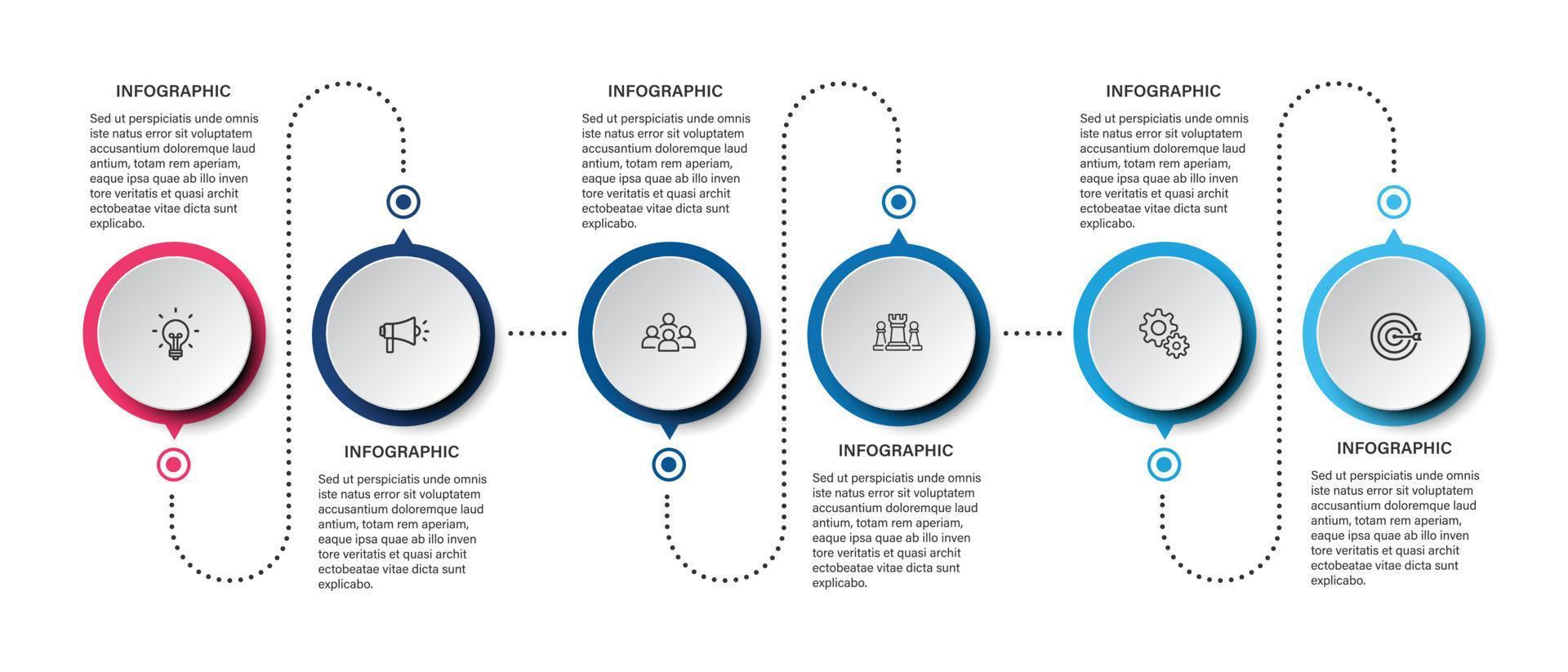 Steps business data visualization timeline process infographic template design with icons vector