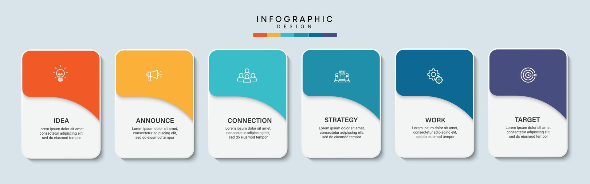 Steps business data visualization timeline process infographic template design with icons vector