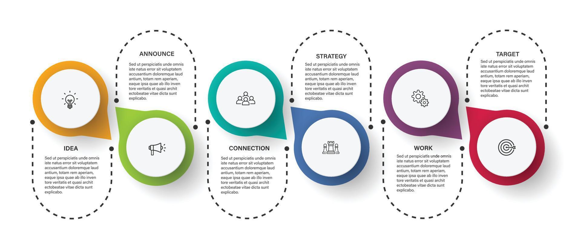 Steps business data visualization timeline process infographic template design with icons vector