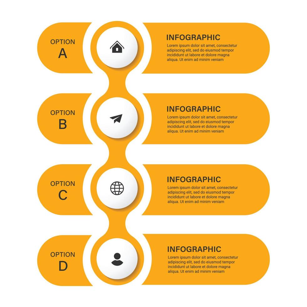 pasos diseño de plantilla infográfica de proceso de línea de tiempo de visualización de datos comerciales con iconos vector