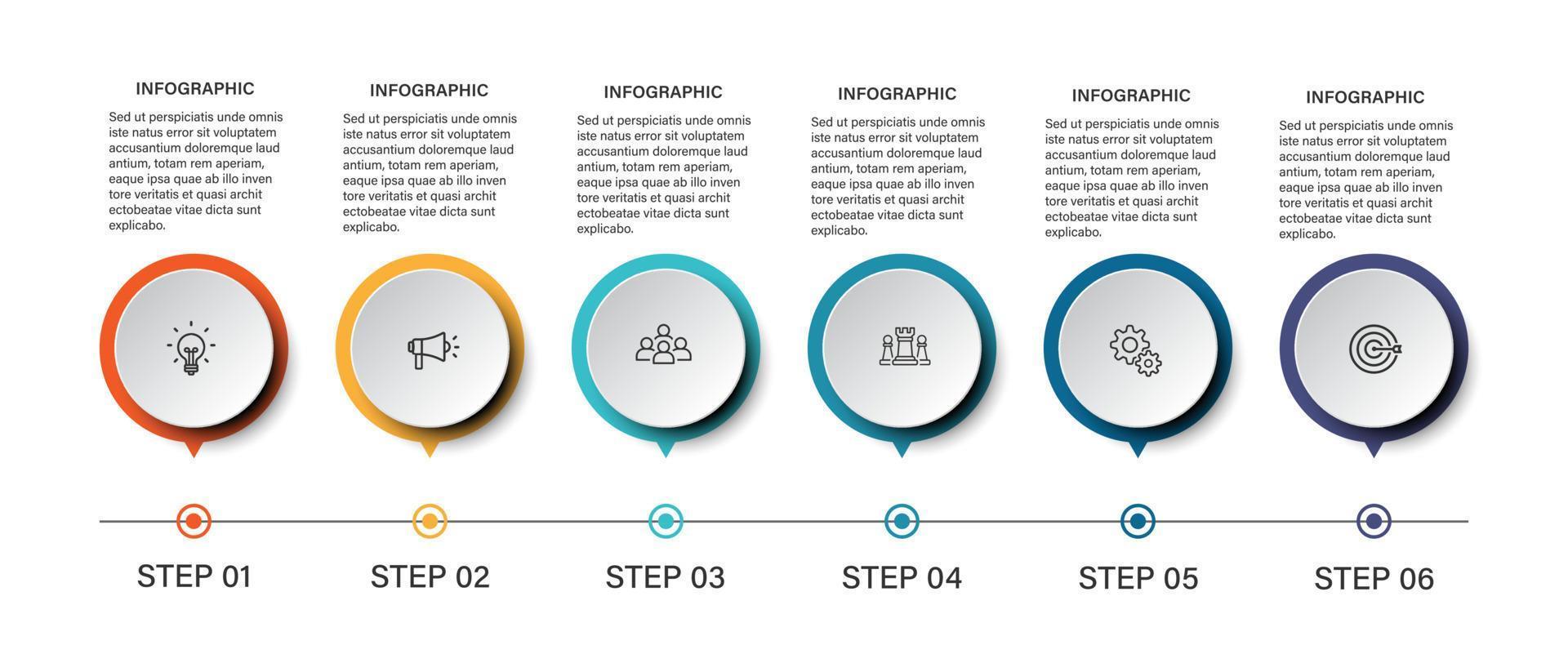 Steps business data visualization timeline process infographic template design with icons vector