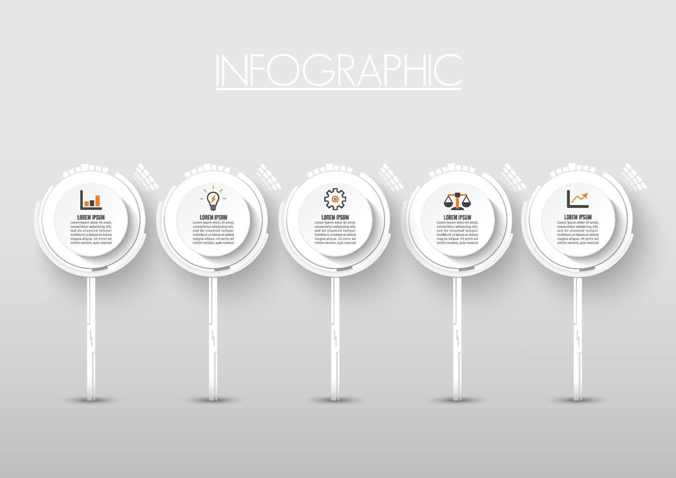 plantilla de diseño de tecnología infográfica vectorial, círculos integrados. concepto de negocio con opciones. ilustración vectorial utilizado para diseño de flujo de trabajo, diagrama, opciones de pasos comerciales, banner, diseño web. vector