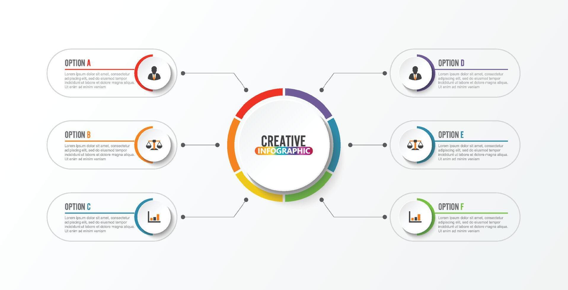 Abstract elements of graph Vector infographic template with label, integrated circles. Business concept with 6 options. diagram, flowchart, steps, parts, timeline infographics, workflow, chart.