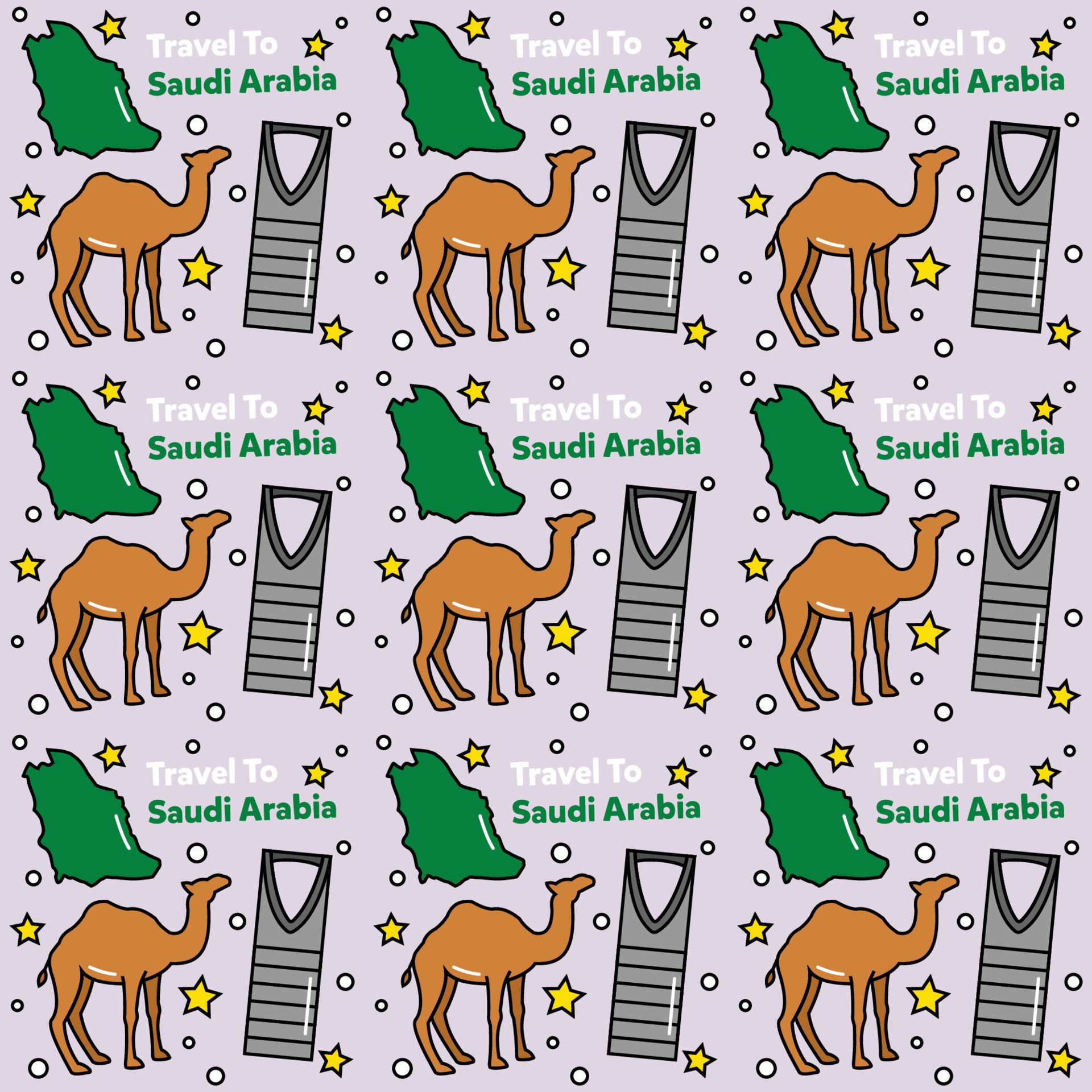 Travel to Saudi Arabia doodle seamless pattern vector design. Camel.  Ka'bah, Flag are identic icons with Saudi Arabia 6301074 Vector Art at  Vecteezy