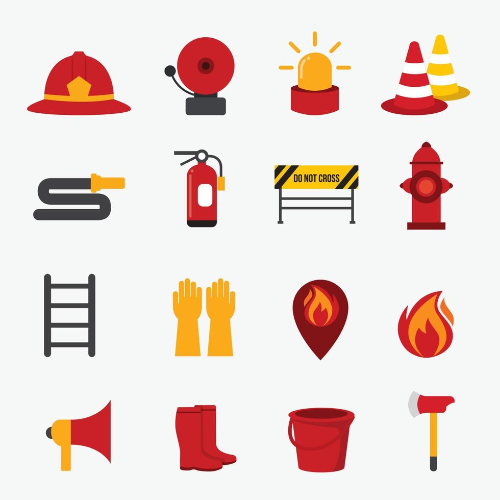 ilustración de vector de icono de conjunto de bombero