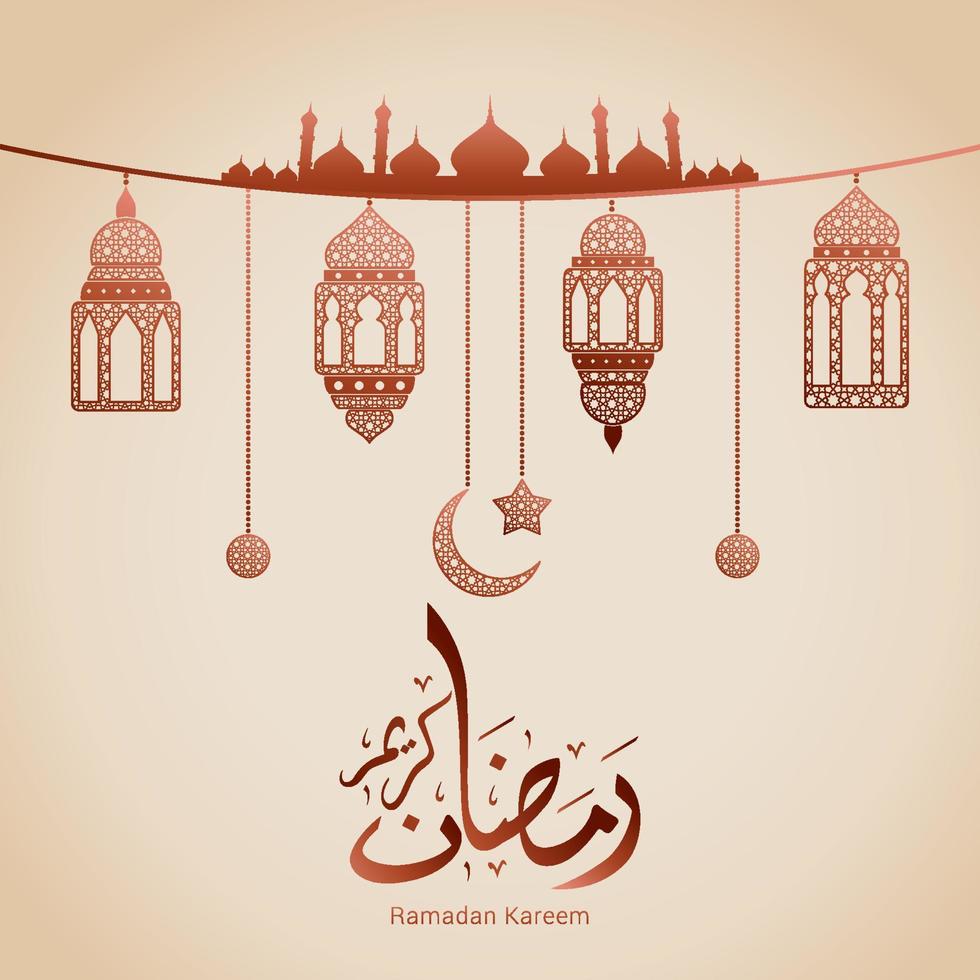 ramadan kareem caligrafía árabe tarjeta de felicitación ilustración vectorial. la traducción árabe es ramadán generoso vector