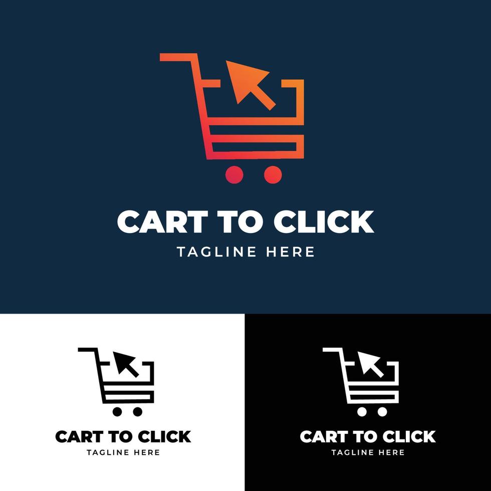 carrito para hacer clic en el logotipo vector