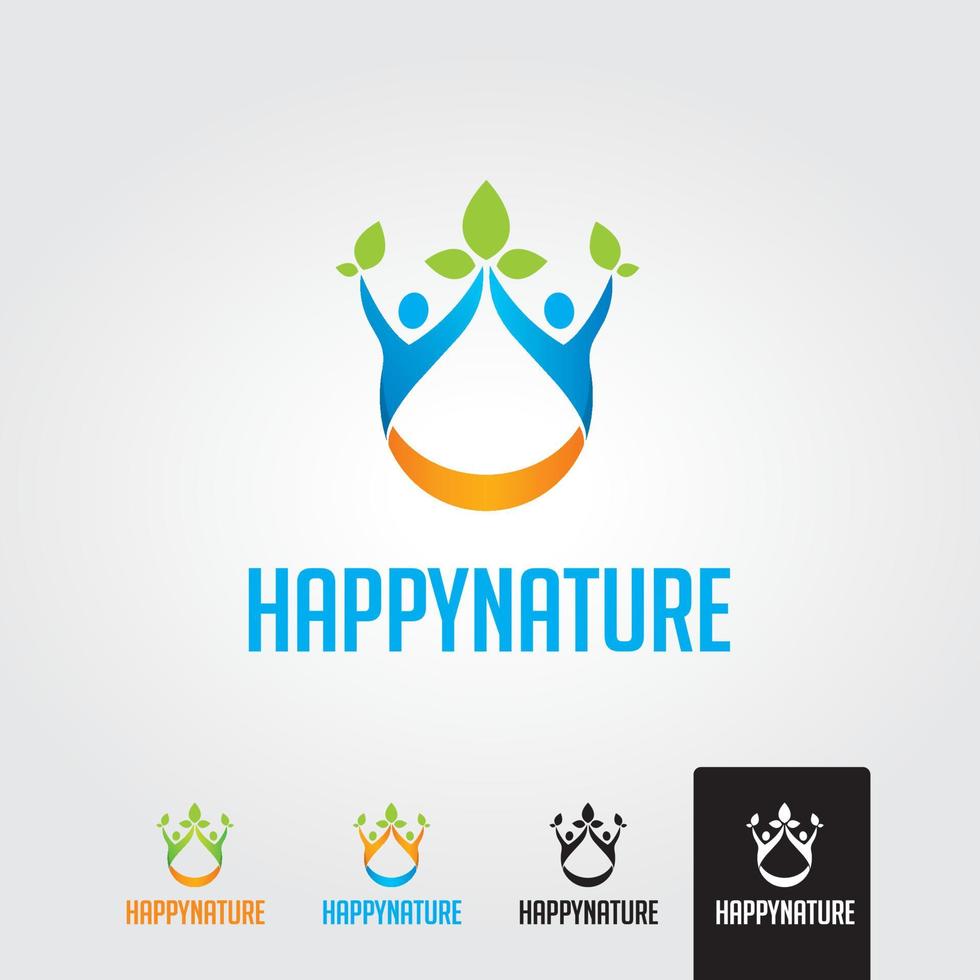 Minimal happy nature logo template vector