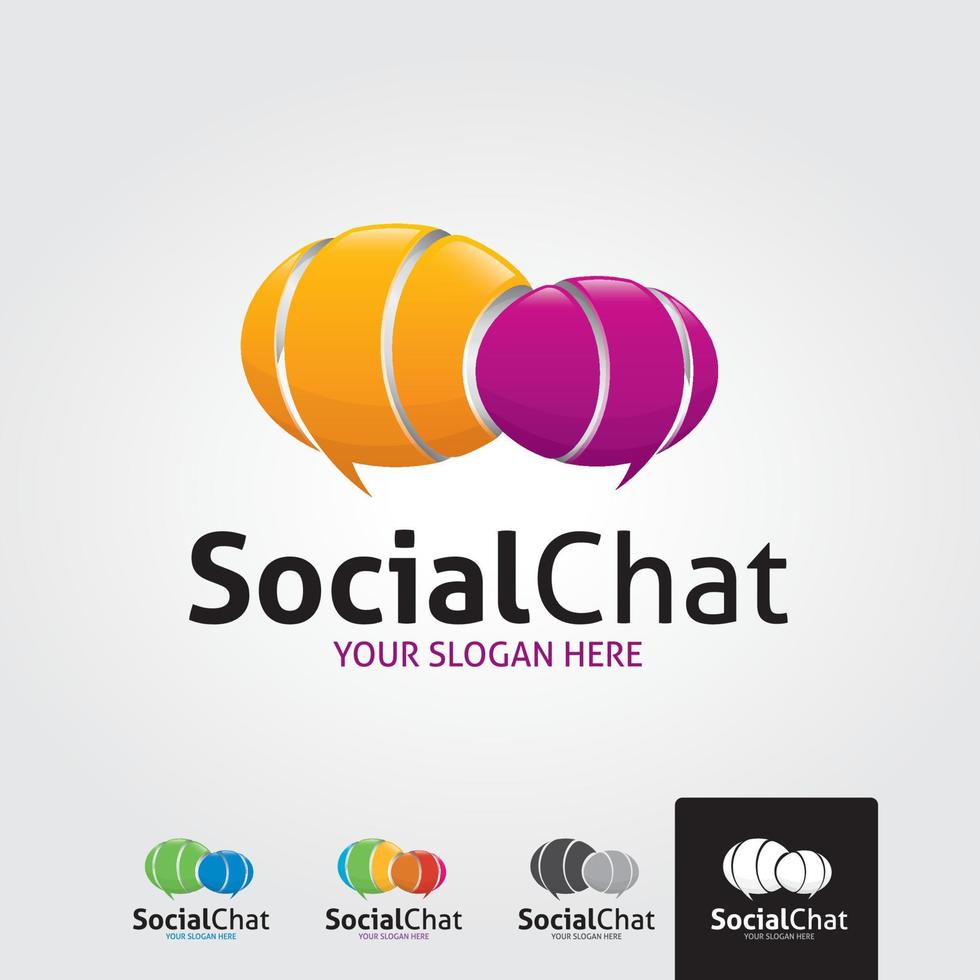 Minimal social chat logo template - vector