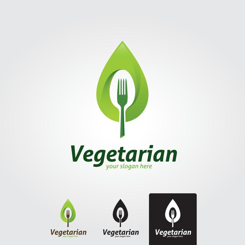 Minimal vegetarian logo template - vector