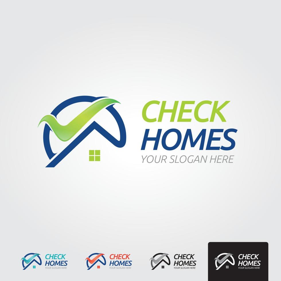 Minimal check homes logo template - vector