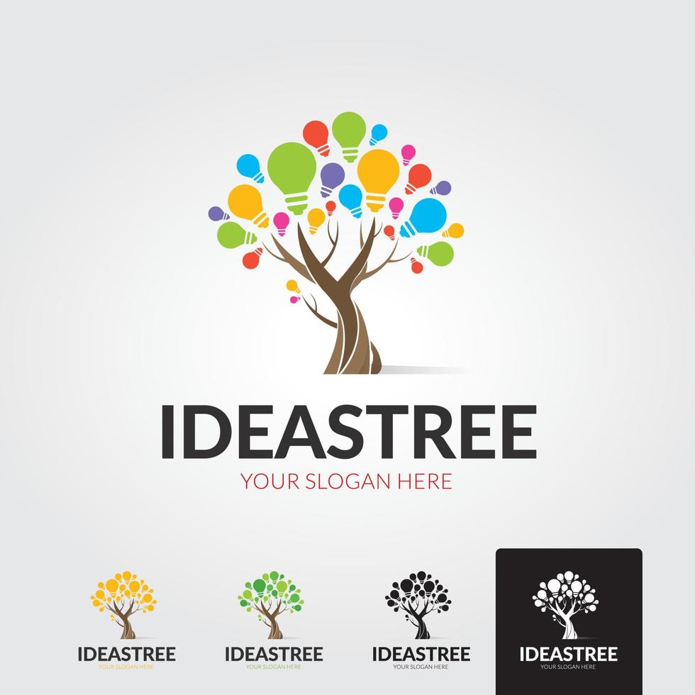 Minimal idea tree logo template - vector