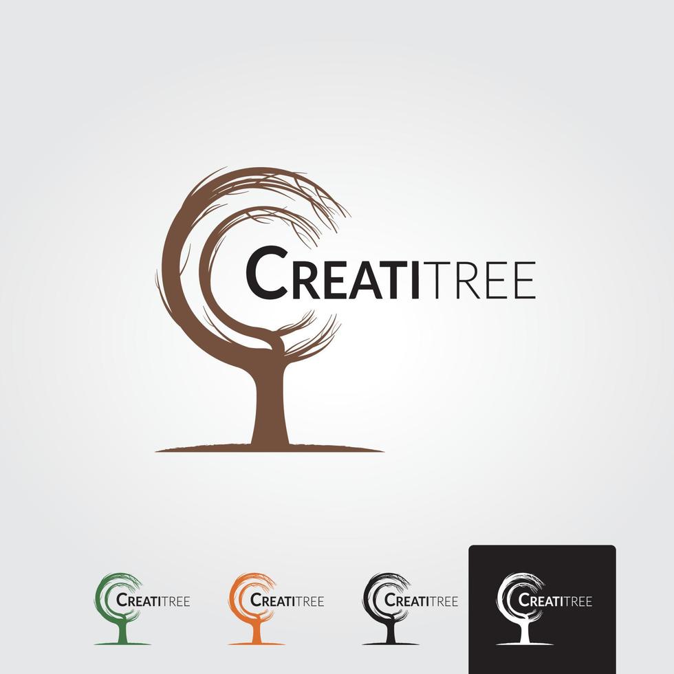 plantilla de logotipo de árbol creativo mínimo vector