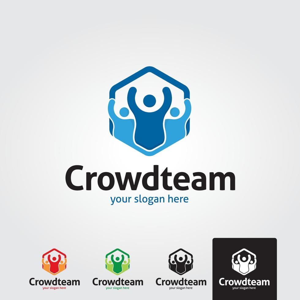Minimal crowd team logo template - vector