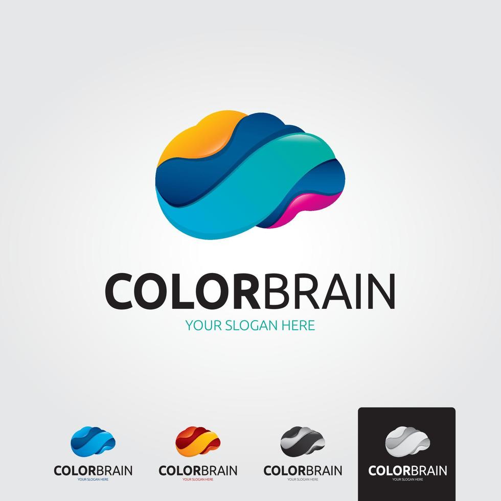 Minimal brain logo template - vector