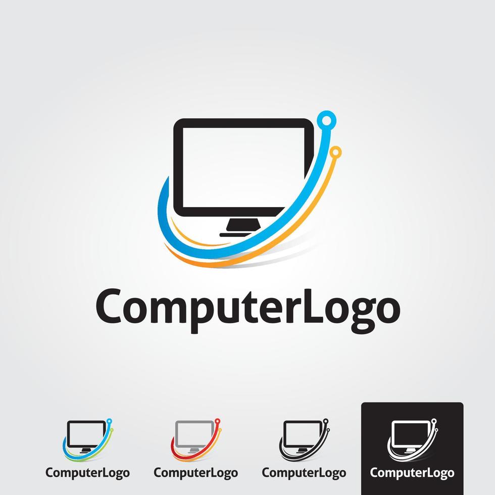Minimal computer logo template vector