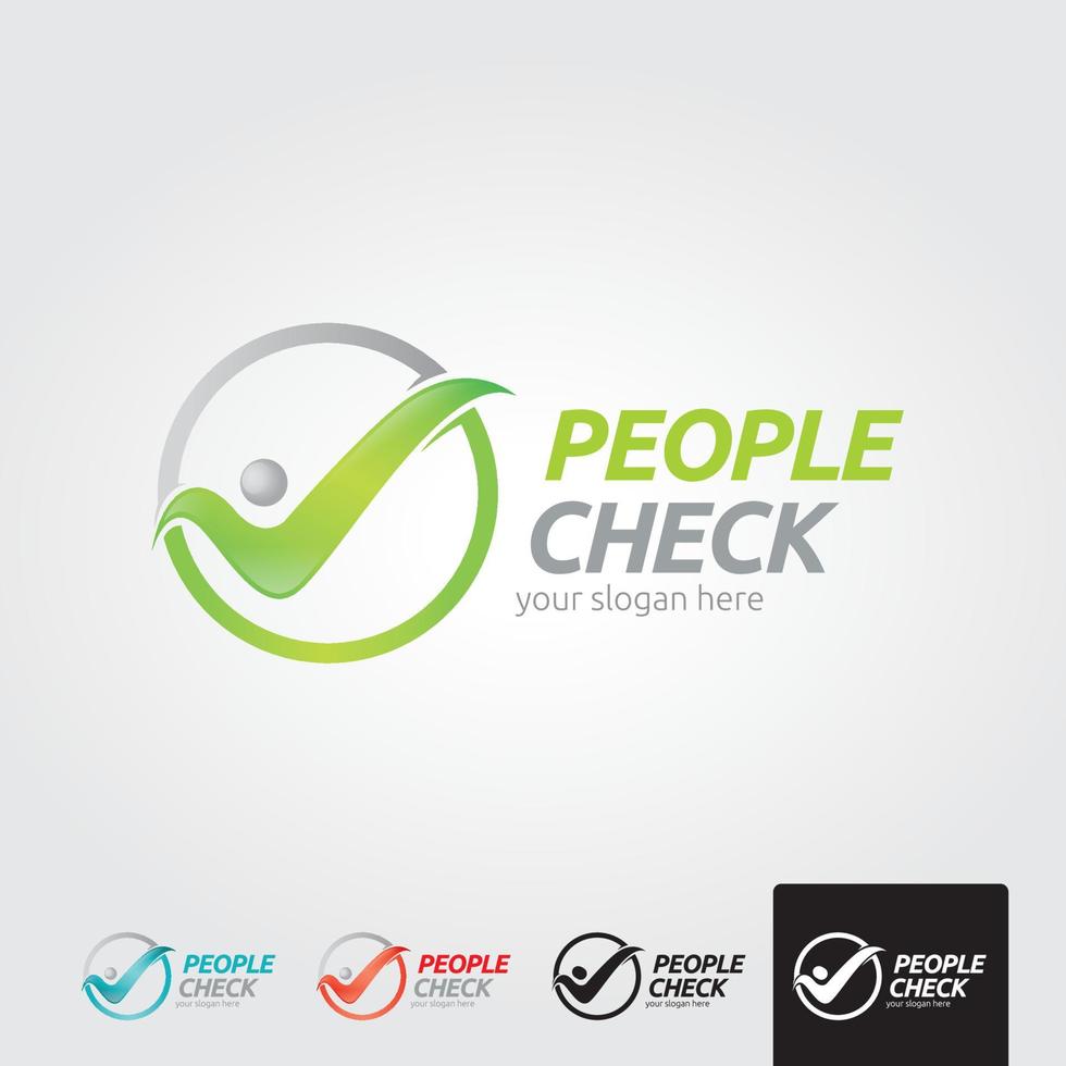 Minimal people check logo template - vector