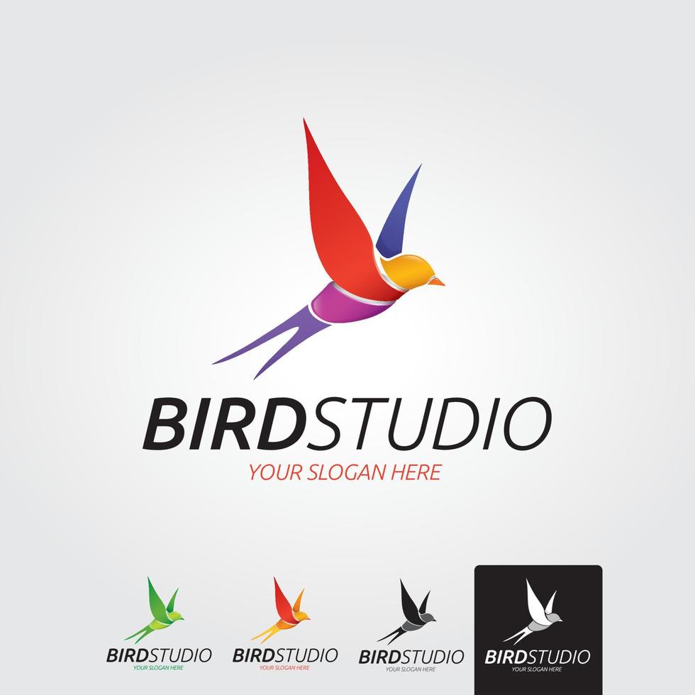 Minimal bird logo template - vector
