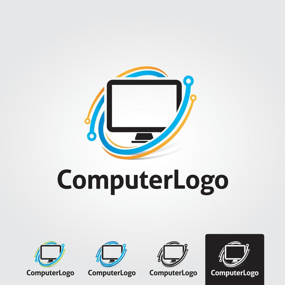 Minimal computer logo template - vector