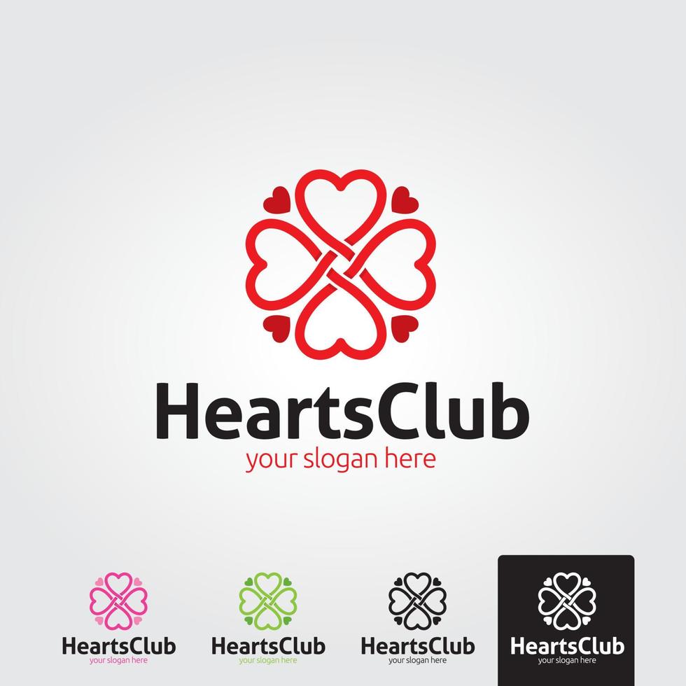 Minimal heart club logo template - vector