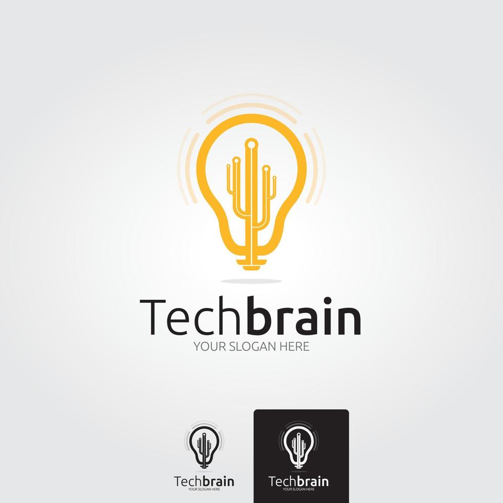 Minimal tech brain logo template - vector