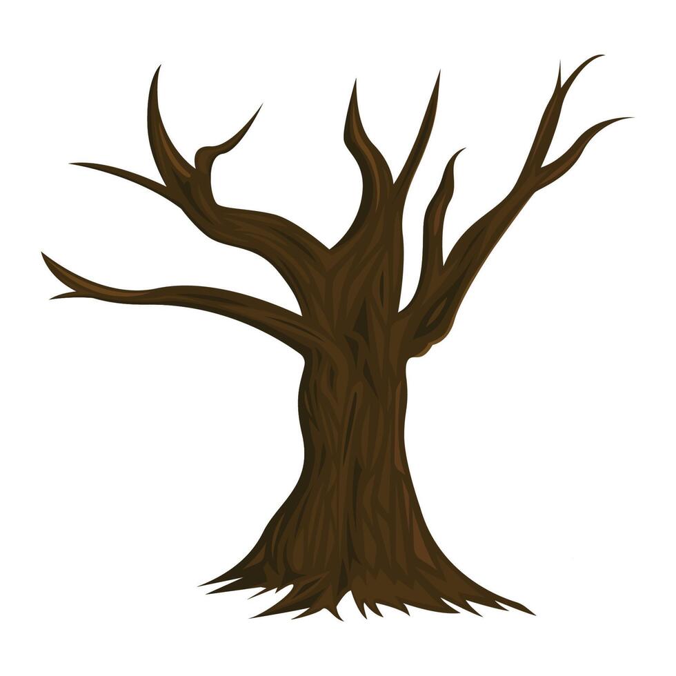 Ilustración de árbol muerto aislado sobre fondo blanco. vector