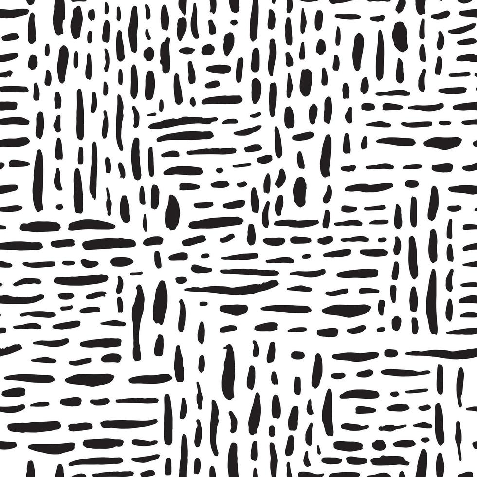 Hand drawn vector pattern with abstract brush strokes. Ink brush marks in black. Seamless texture background.