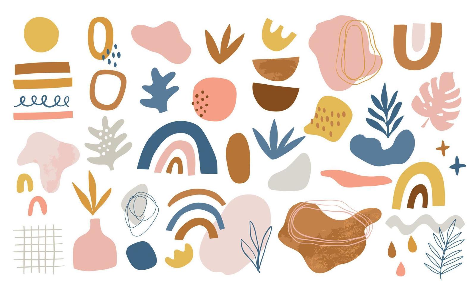Set of hand drawn various shapes and doodle design elements. Abstract contemporary modern trendy vector illustration. Isolated. Perfect for abstract compositions, posters, instagram posts.