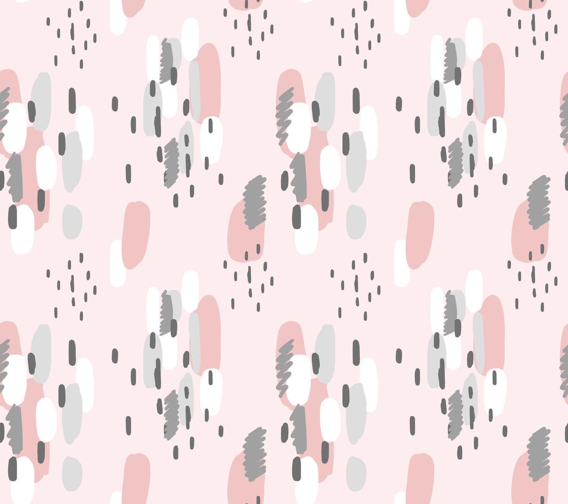 Hand painted brush strokes in pink and gray. Seamless abstract repeating background in memphis style. vector