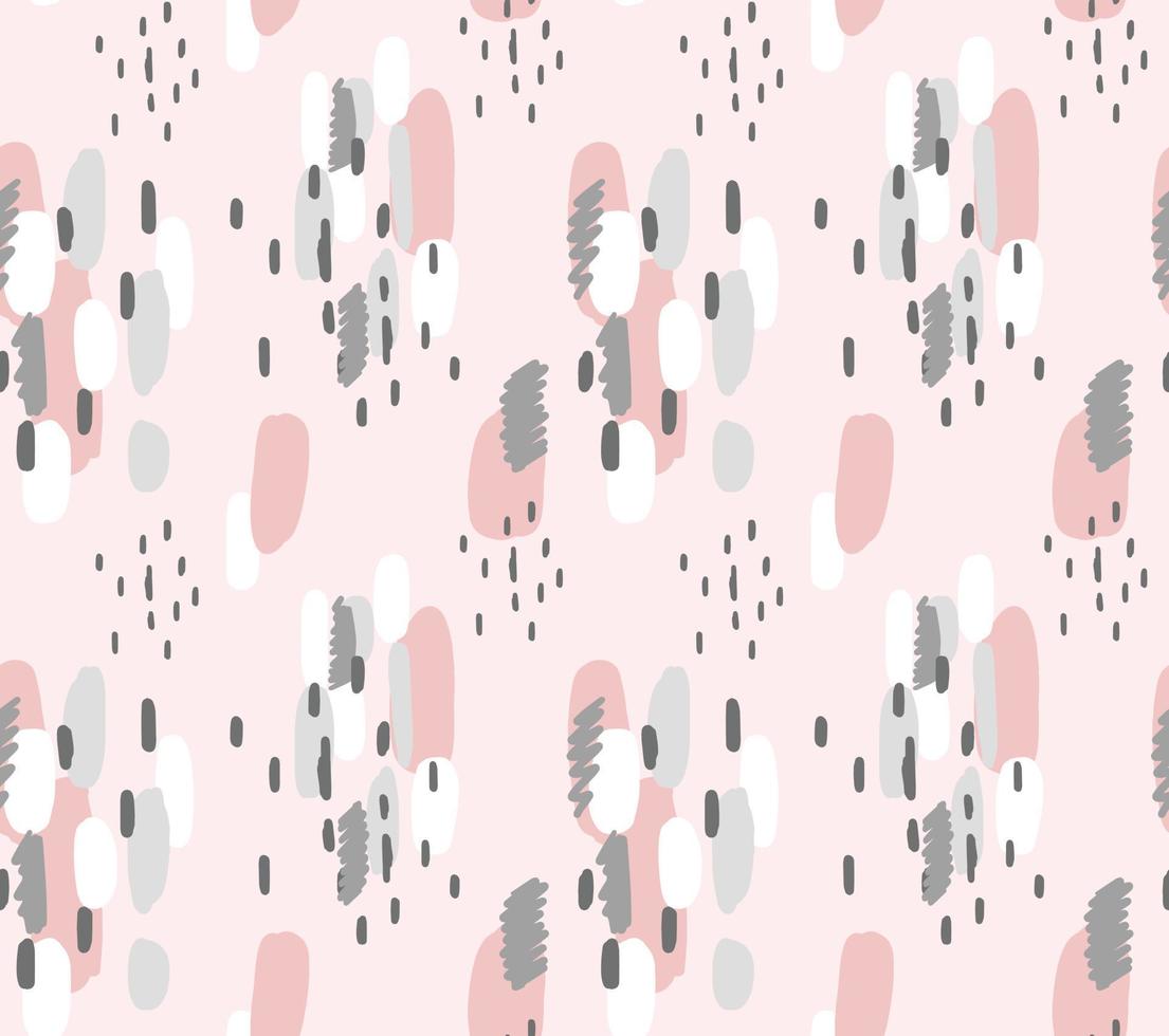 Hand painted brush strokes in pink and gray. Seamless abstract repeating background in memphis style. vector