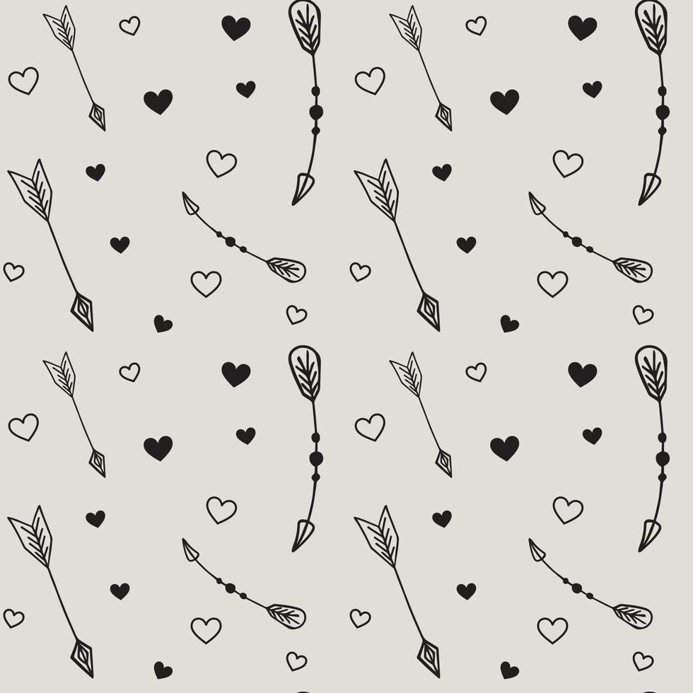 Valentines day seamless pattern with arrows and hearts. Vector arrow background