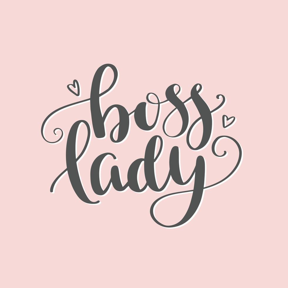 Boss Lady Lettering Vector. Hand calligraphy isolated on white background. Feminism slogan with hand drawn phrase. Design for poster, card. vector