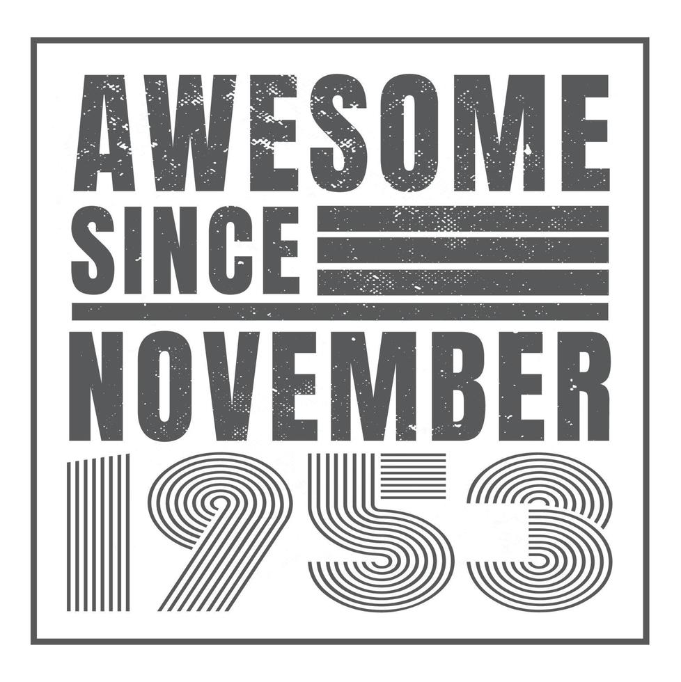 Awesome since 1953.Vintage Retro Birthday Vector. Free Vector