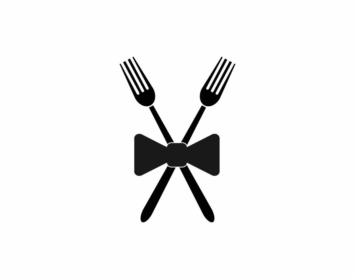 tenedor cinta esmoquin logo diseño hipster retro para restaurante vector