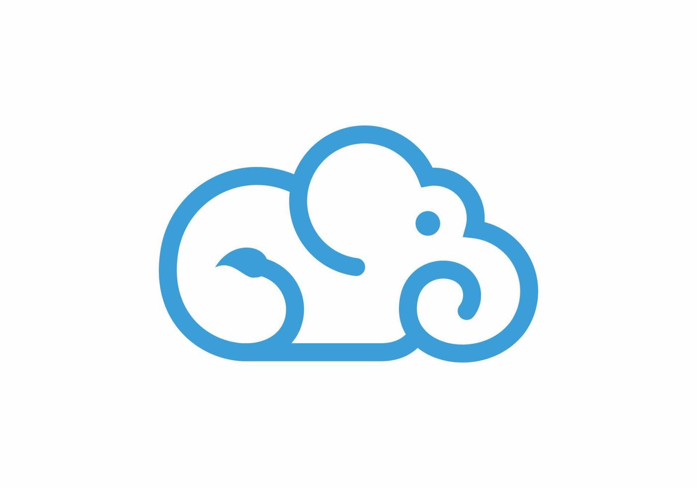 logotipo de elefante en la nube inspiración de diseño moderno vector