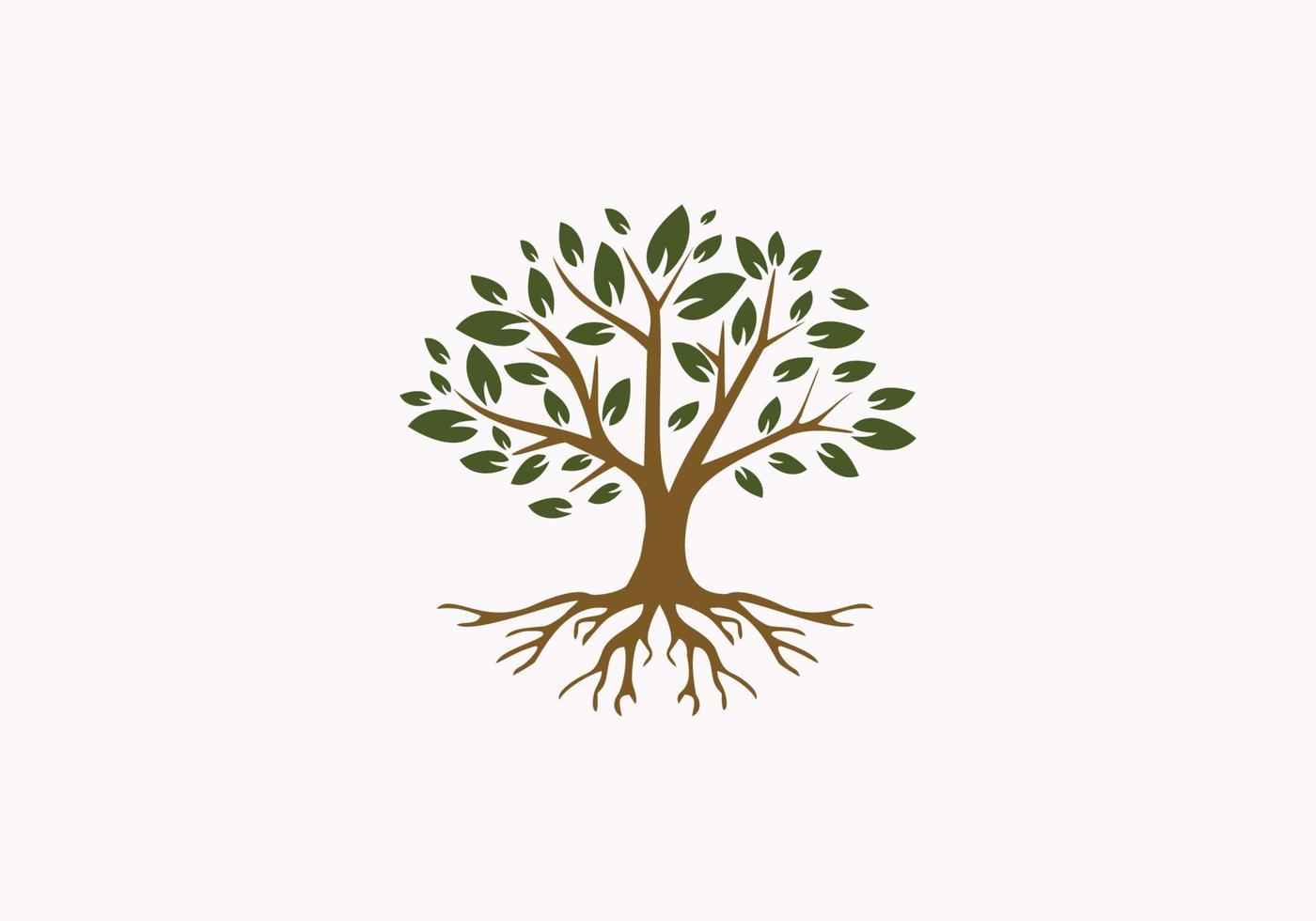 golden Tree of Life Stamp Seal Emblem Oak Banyan Maple logo design vector