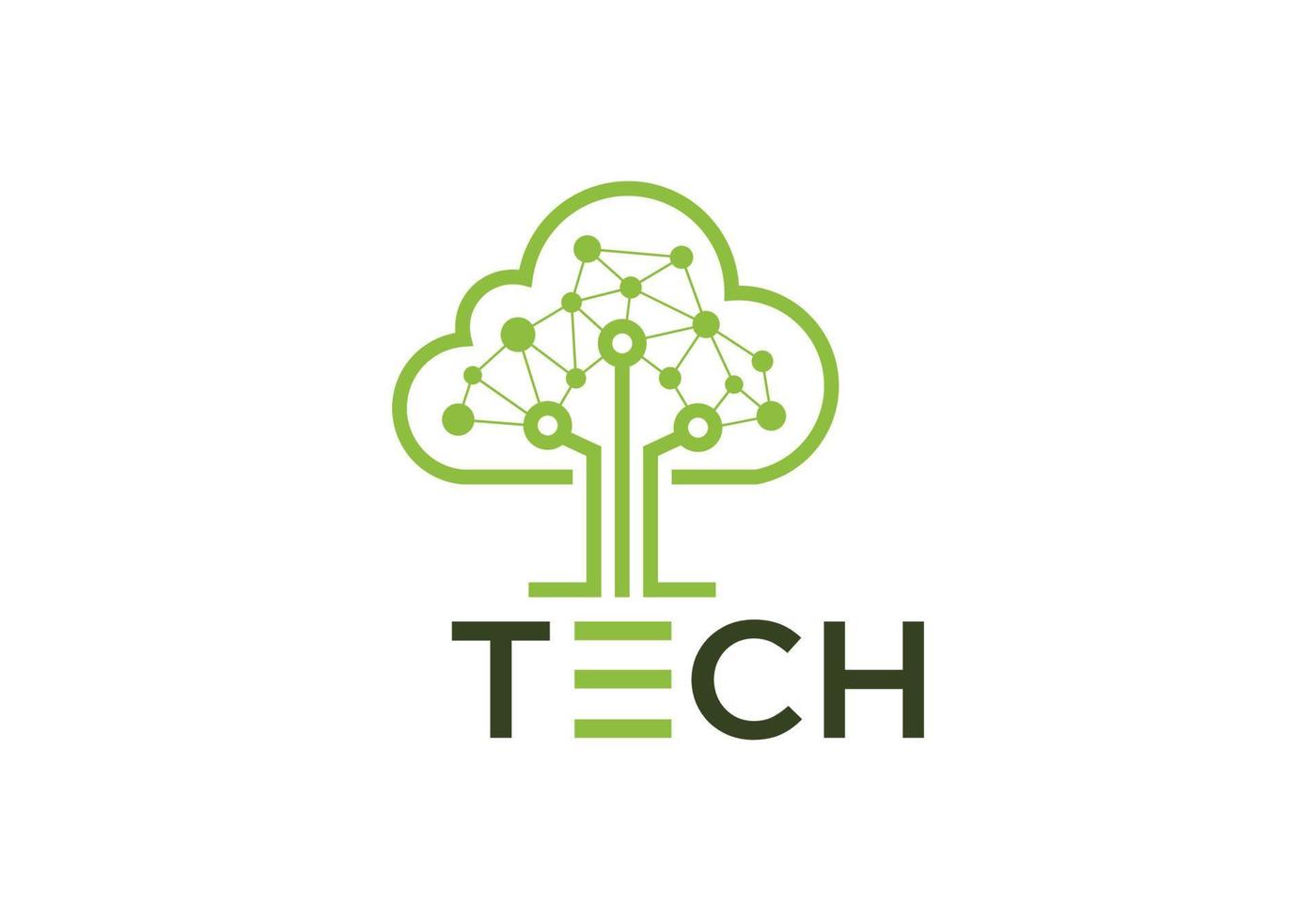 tecnología árbol nube idea logotipo icono símbolo inspiración plantilla vector