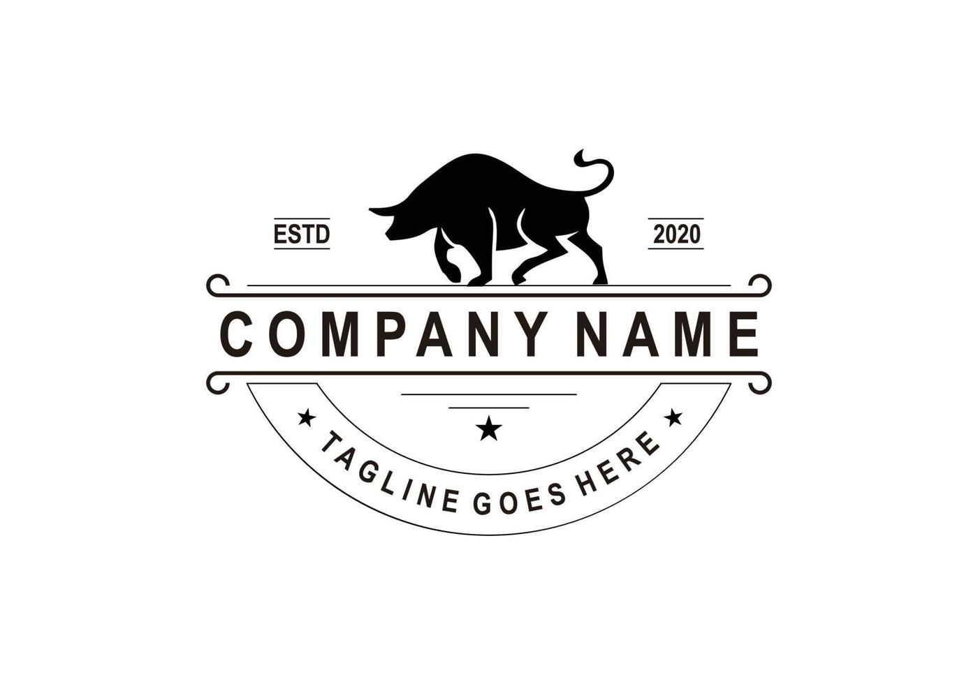 Retro Vintage Cattle Beef Emblem Label logo design and bull symbol inspiration vector