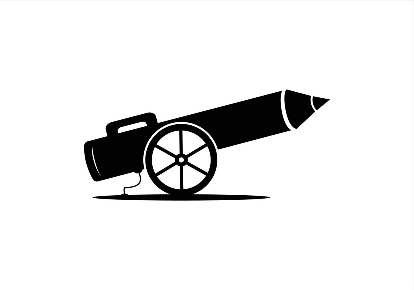 pencil cannon logo design concept Symbol Illustration vector