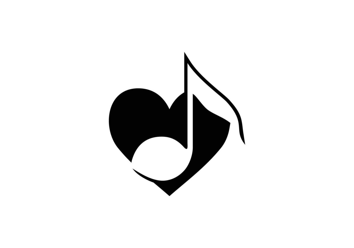 Musical note heart shape logo design template vector